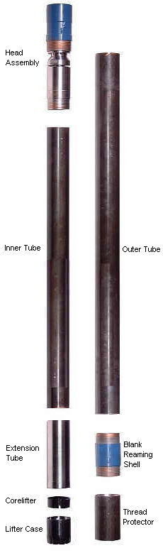 T2 - 76 86 101 Wireline Core Drill Parts , Double Tube Core Barrel Assembly 3m - 1.5m